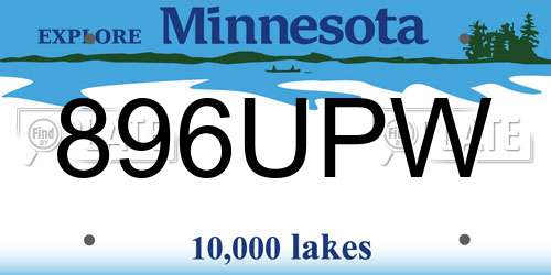 896UPW Minnesota License Plate
