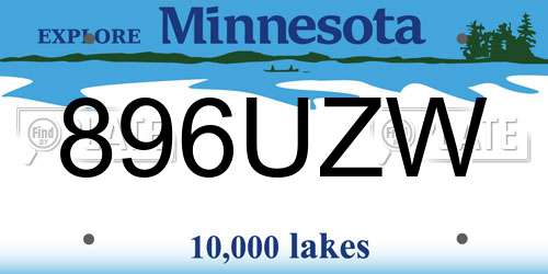 896UZW Minnesota License Plate