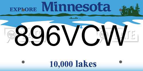 896VCW Minnesota License Plate