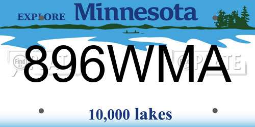 896WMA Minnesota License Plate