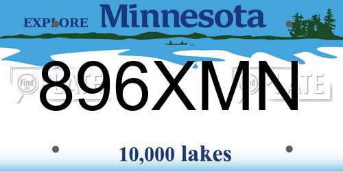896XMN Minnesota License Plate