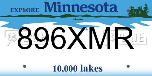 896XMR Minnesota License Plate