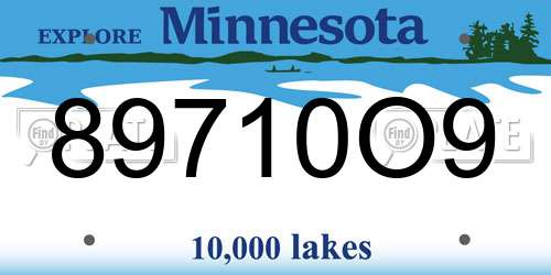 89710O9 Minnesota License Plate