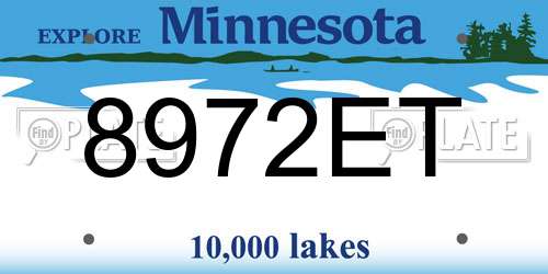 8972ET Minnesota License Plate
