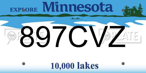897CVZ Minnesota License Plate