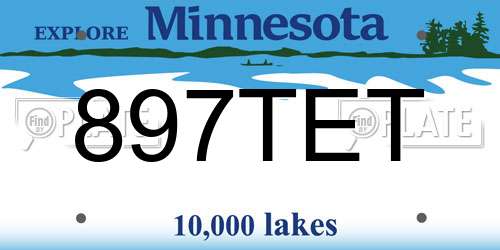 897TET Minnesota License Plate