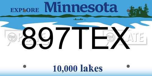 897TEX Minnesota License Plate