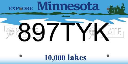 897TYK Minnesota License Plate