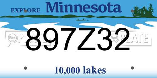 897Z32 Minnesota License Plate