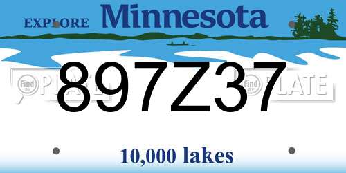 897Z37 Minnesota License Plate