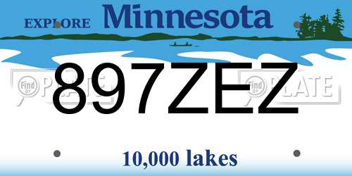 897ZEZ Minnesota License Plate
