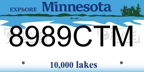 8989CTM Minnesota License Plate
