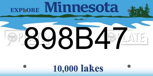 898B47 Minnesota License Plate