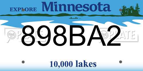 898BA2 Minnesota License Plate
