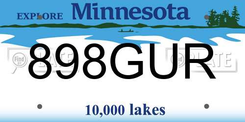 898GUR Minnesota License Plate