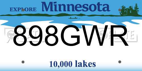 898GWR Minnesota License Plate