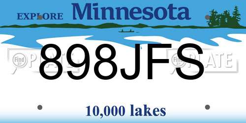 898JFS Minnesota License Plate