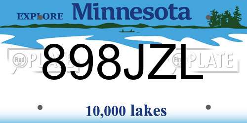 898JZL Minnesota License Plate