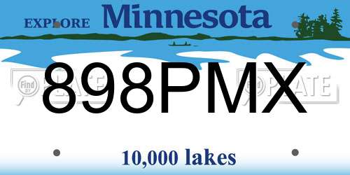898PMX Minnesota License Plate