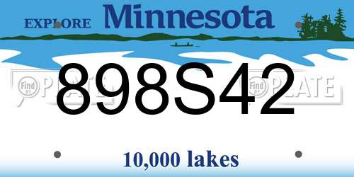 898S42 Minnesota License Plate
