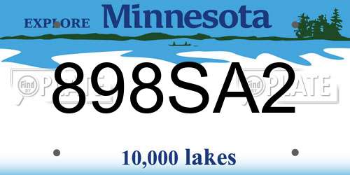 898SA2 Minnesota License Plate