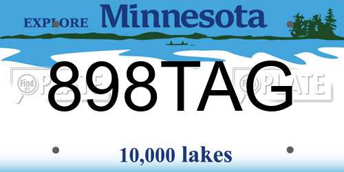 898TAG Minnesota License Plate