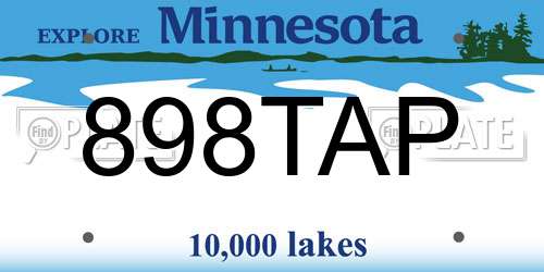898TAP Minnesota License Plate