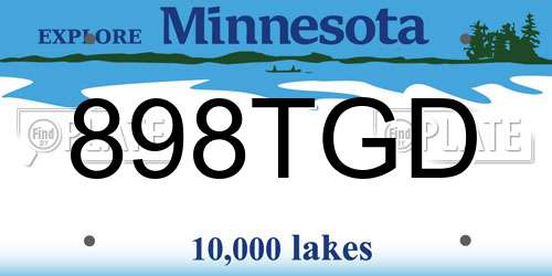 898TGD Minnesota License Plate