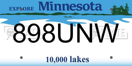 898UNW Minnesota License Plate