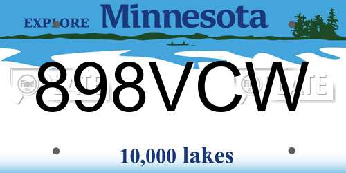 898VCW Minnesota License Plate