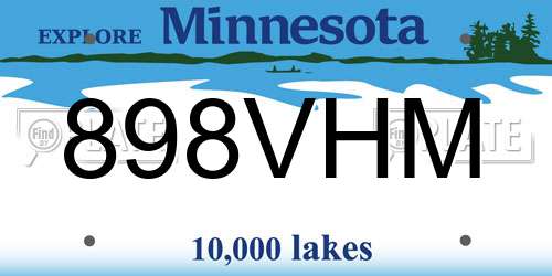 898VHM Minnesota License Plate