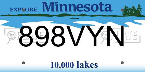 898VYN Minnesota License Plate