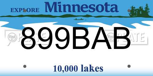 899BAB Minnesota License Plate