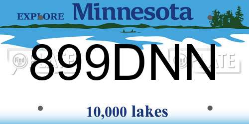 899DNN Minnesota License Plate