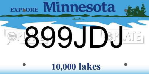 899JDJ Minnesota License Plate