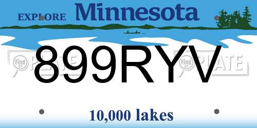 899RYV Minnesota License Plate