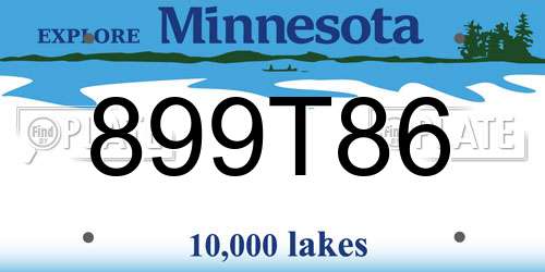899T86 Minnesota License Plate