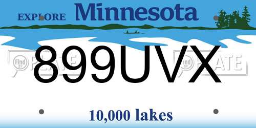 899UVX Minnesota License Plate