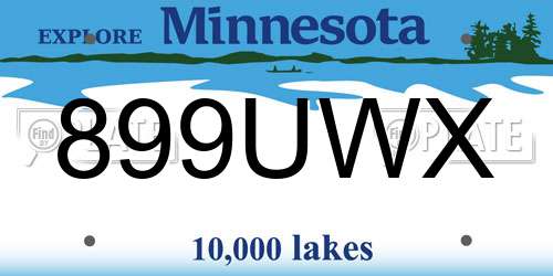 899UWX Minnesota License Plate