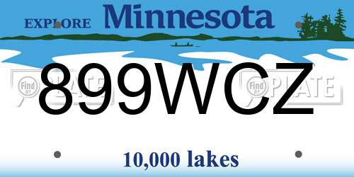 899WCZ Minnesota License Plate
