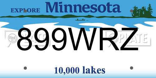 899WRZ Minnesota License Plate