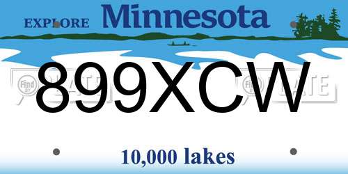 899XCW Minnesota License Plate