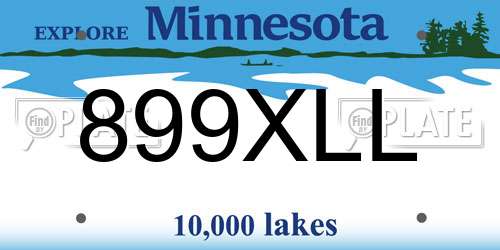 899XLL Minnesota License Plate