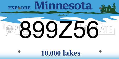 899Z56 Minnesota License Plate