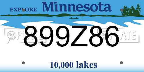 899Z86 Minnesota License Plate