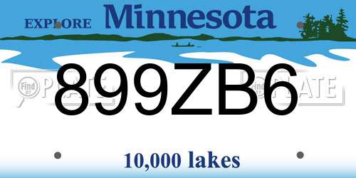 899ZB6 Minnesota License Plate