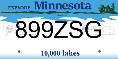 899ZSG Minnesota License Plate