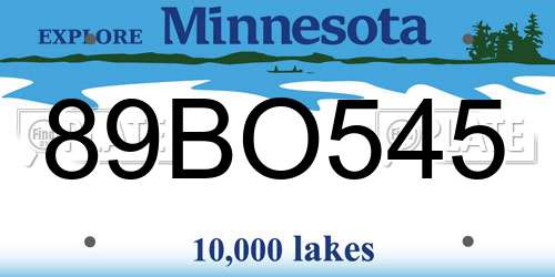 89BO545 Minnesota License Plate