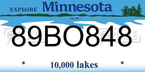 89BO848 Minnesota License Plate