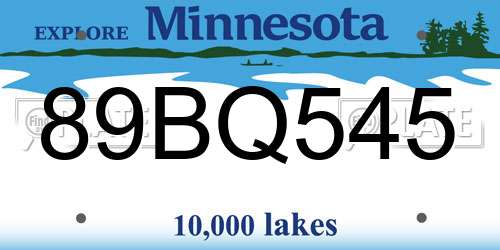 89BQ545 Minnesota License Plate